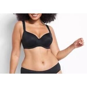 Cacique NWOT Black Lightly Lined Smooth Balconette Bra Sz 38D Minimalist Neutral